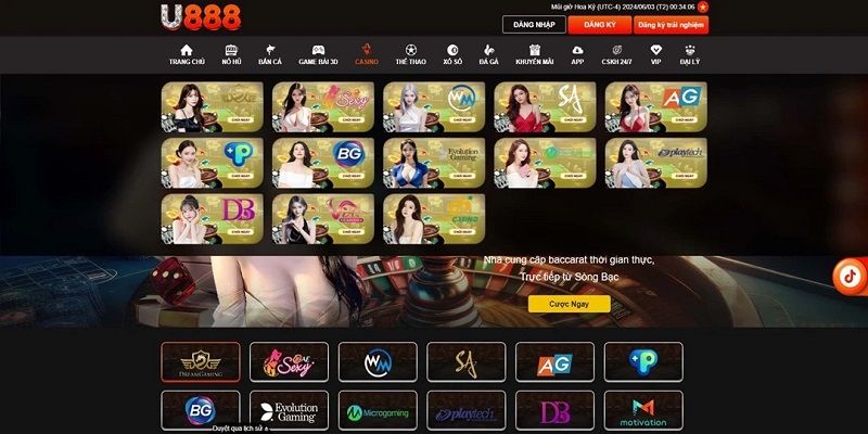 Các sảnh cược live casino hot nhất tại nhà cái U888